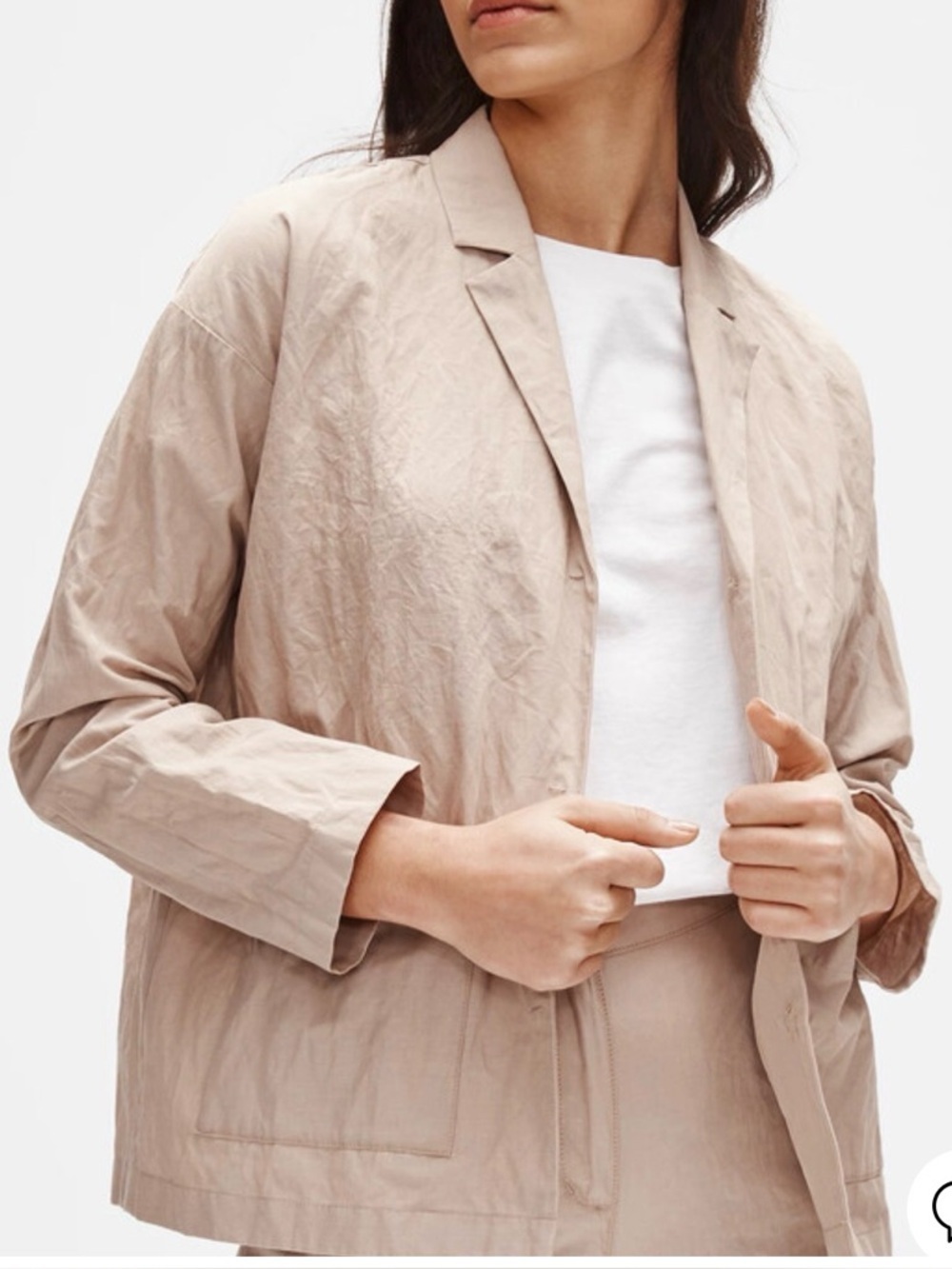 Eileen Fisher Organic Cotton Steel Boxy Jacket Bramble S Snap Blazer - Picture 5 of 12